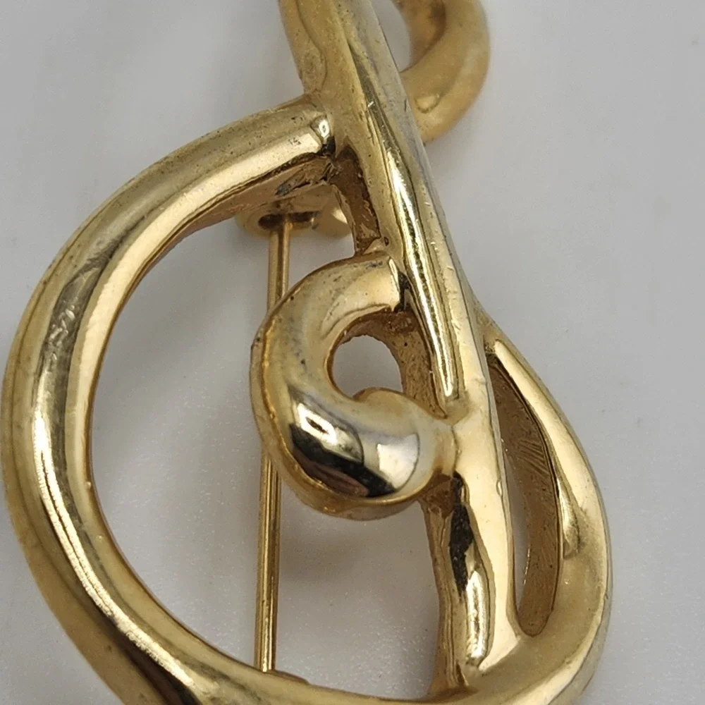 Vintage Treble Clef Music Note‎ Brooch Pin Gold Tone Music Jewelry Brooch